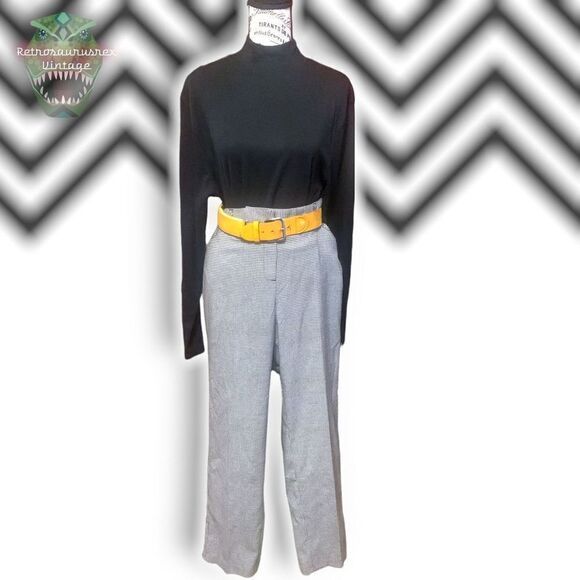 Larry Levine Houndstooth Plaid Stretch Ankle Slim Leg Trousers Pants, Size 16 Ne - Picture 3 of 6